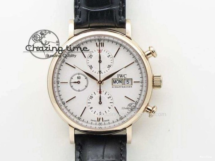 MIROTIME 0415 WaterResistant Da Vinci IW356601 SS MKF 1:1 Best Edition White Dial On Black Leather Strap A 7232